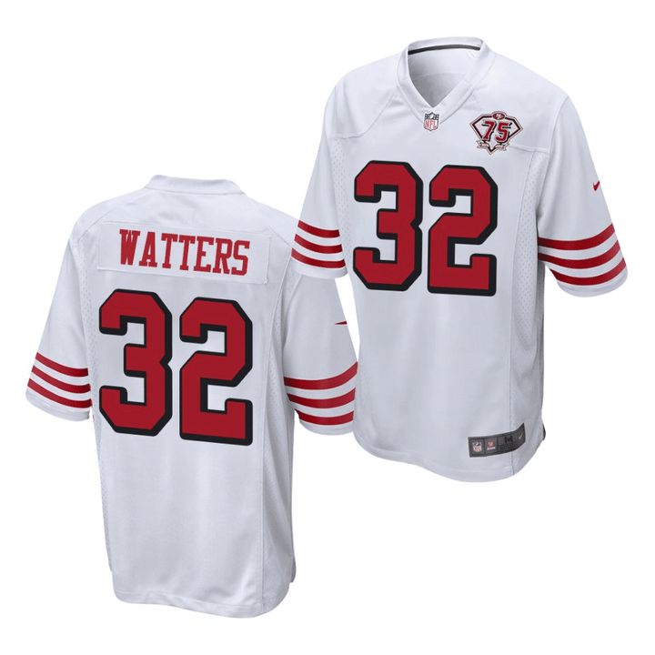 Men San Francisco 49ers #32 Ricky Watters White 75th Anniversary Throwback Game NFL Jersey->san francisco 49ers->NFL Jersey